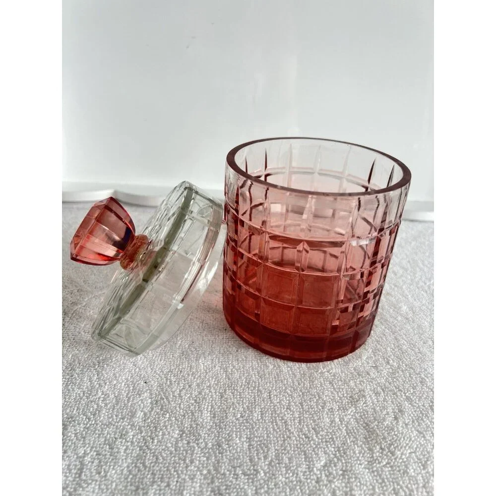 Pink Ombre Glass Vanity Jar 6.5